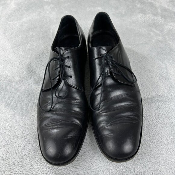 Gucci Black Leather Derby Shoes Authentic Men's Size 9D/43 EU/9 UK Made in Italy - Picture 3 of 13